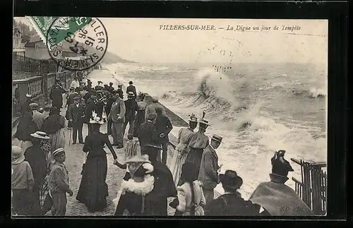 AK Villers-sur-Mer, La Digue un jour de Tempête