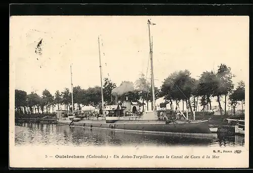 AK Ouistreham, Un Aviso-Torpilleur dans le Canal de Caen à la Mer