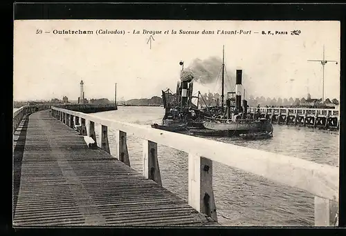 AK Ouistreham, La Drague et la Suceuse dans l`Avant-Port