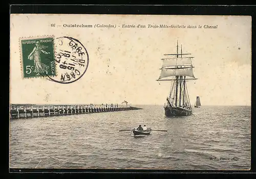 AK Ouistreham, Entrée d`un Trois-Mâts-Goelette dans le Chenal