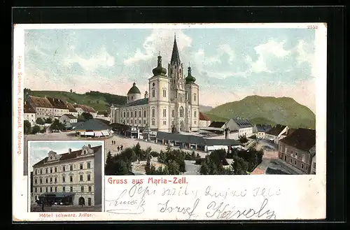 AK Maria-Zell, Hotel schwarzer Adler, Kirche