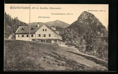 AK Gstatterboden, Teilansicht mit Hotel Gesäuse, Gstatterstein & Tamischbachturm