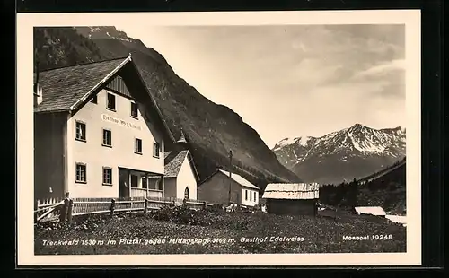 AK Trenkwald im Pitztal, Gasthof Edelweiss gegen Mittagskogel