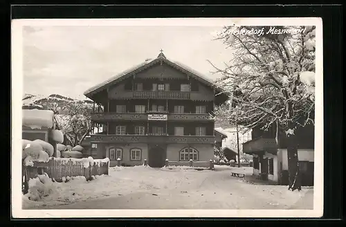 AK Westendorf, Gasthaus Mesnerwirt im Schnee