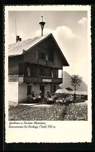 AK Zimmermoos bei Brixlegg, Gasthaus und Pension Alpenrose mit Gästen