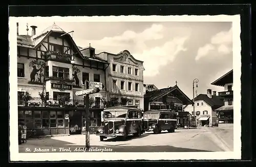 AK St. Johann, Strassenpartie mit Hotel Bären