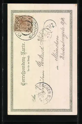 Lithographie Kufstein, Panoramablick auf Ort und Berge