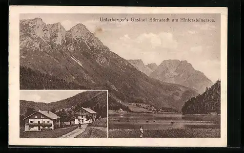 AK Scheffau, Unterbergers Gasthof Bärnstadt am Hintersteinersee