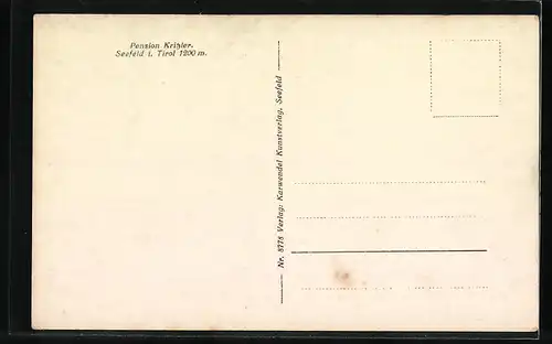 AK Seefeld i. T., Hotel-Pension Kritzler gegen die Berge
