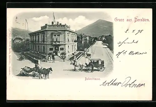 AK Dornbirn, Bahnstrasse mit Hotel Weiss