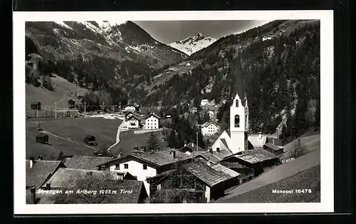 AK Strengen am Arlberg, Ortsansicht mit Kirche