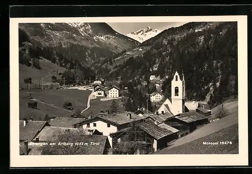 AK Strengen am Arlberg, Ortsansicht mit Kirche