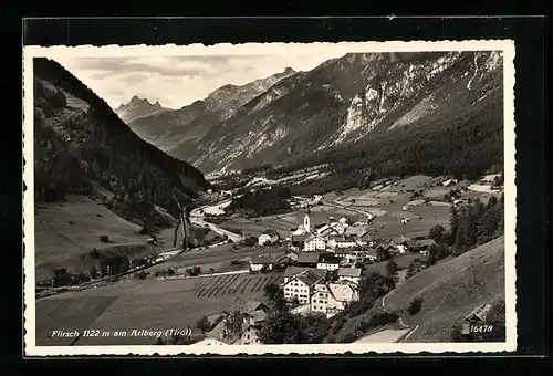 AK Flirsch am Arlberg, Ortsansicht aus der Vogelschau