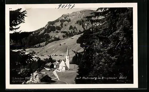 AK Schröcken, Ortsansicht mit Heiterberg