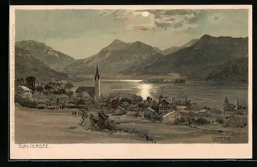 Künstler-AK Edward Harrison Compton: Schliersee, Ortsansicht