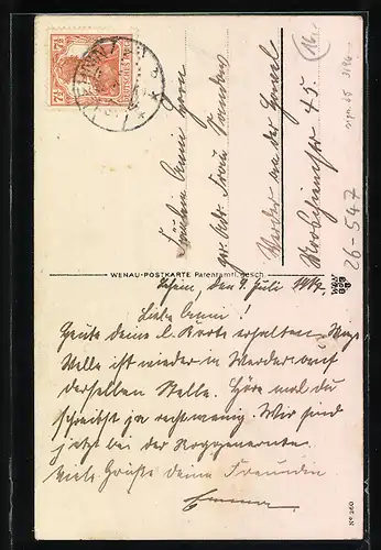 Künstler-AK Jupp Wiertz: Famos geschnitten!, Soldat in Uniform mit Hiebwaffe