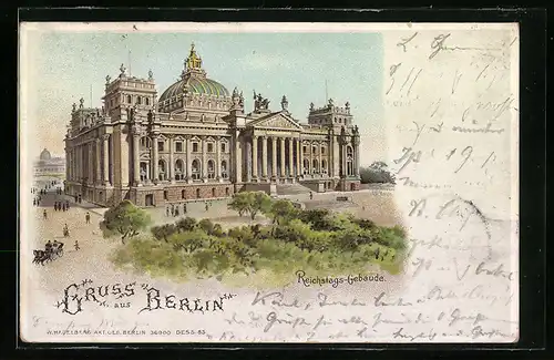 Relief-AK Berlin-Tiergarten, Reichstags-Gebäude