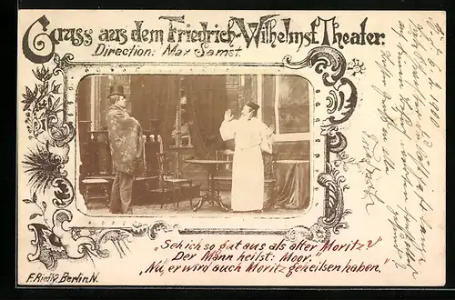 AK Berlin, Szene im Friedrich-Wilhelm-Städtischen Theater, Schumannstrasse 13