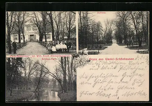 AK Nieder-Schönhausen, Park-Restaurant, Inh. Wilh. Arndt, Blankenburgerstrasse, Schloss, Schloss-Park