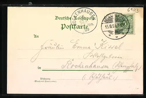 Lithographie Neckargemünd, Gasthaus zum Anker, Ortsansicht