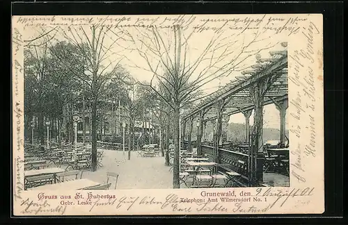 AK Berlin-Grunewald, Gastwirtschaft St. Hubertus, Gartenlokal
