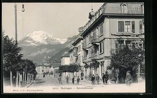 AK Meiringen, Hotel Post mit Wylerhorn