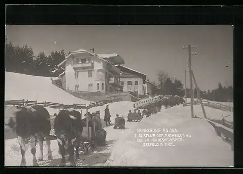 AK Seefeld i. Tirol, Erster Ausflug der Abteilung I des K. K. Notreservespital, Rotes Kreuz