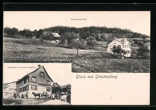 AK Greutensberg, Gasthaus zur frohen Aussicht, Gesamtansicht