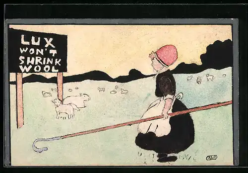 Künstler-AK Handgemalt: Niederländische Schäferin in Tracht