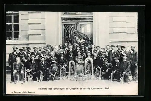 AK Lausanne, Fanfare des Employes de Chemin de fer de Lausanne 1908