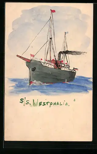 Künstler-AK Handgemalt: Das Passagierschiff S /S. Westphalia