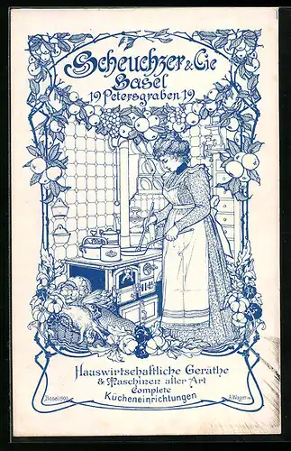Lithographie Basel, Scheuchzer & Cie. Petersgraben 19, Hauswirtschaftliche Geräthe & Maschinen aller Art