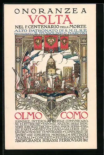 Künstler-AK Como, Esposizione Internazionale delle Comunicazioni Elettriche 1927