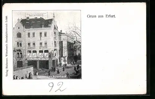 AK Erfurt, Bahnhofstrasse mit Burenhaus