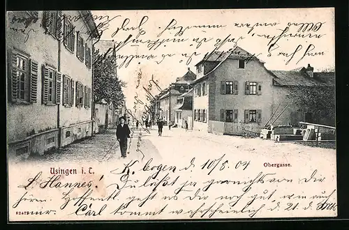 AK Usingen / Taunus, Obergasse mit Häuser