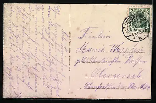 AK Usingen i. T., Restauration zur schönen Aussicht, aus der Vogelschau