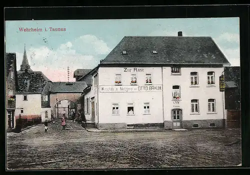 AK Wehrheim i. T., Gasthaus und Metzgerei Zur Rose