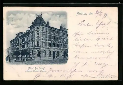 AK Zittau, Hotel Reichshof von Gustav Franke