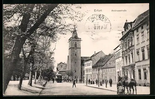 AK Erfurt, Andreasstrasse mit Strassenbahn