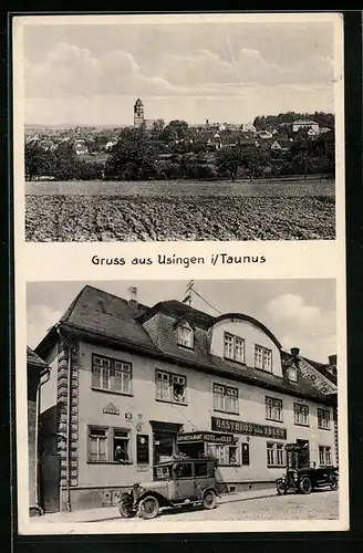 AK Usingen / Taunus, Gasthaus zum Adler, Stadtpanorama