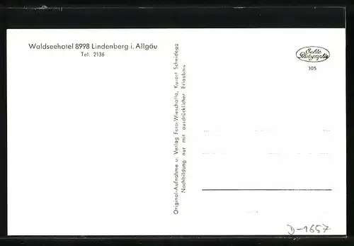 AK Lindenberg i. Allgäu, Waldseehotel im Schnee