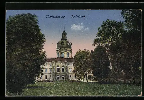 AK Berlin-Charlottenburg, Schlosspark mit Schloss