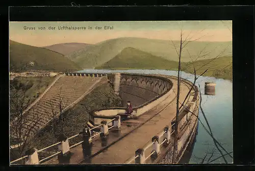 AK Gemünd /Eifel, Urfttalsperre, von oben gesehen