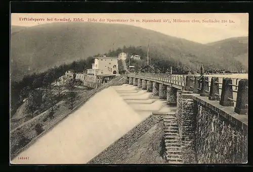 AK Gemünd /Eifel, Urfttalsperre mit überfluteten Kaskaden