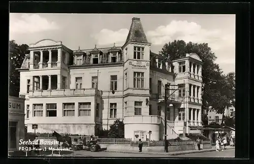 AK Bansin, FDGB-Heim J. Marchlewski mit Strasse