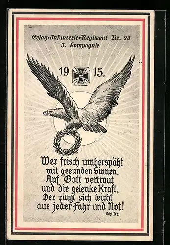 AK Ersatz-Infanterie-Regiment Nr. 23 3. Kompagnie, Deutscher Aar mit Siegeskranz