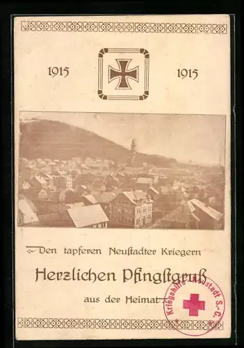 AK Pfingstgruss den Neustadter Kriegern, Kriegshilfe 1915