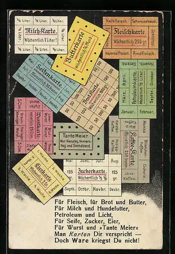 AK Lebensmittelkarten, Fleischkarte, Zuckerkarte, Eierkarte