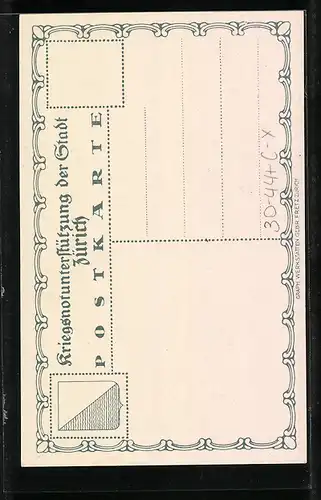 Künstler-AK Zürich, Kriegsunterstützung der Stadt, Arme Blumenverkäuferin in der Kälte