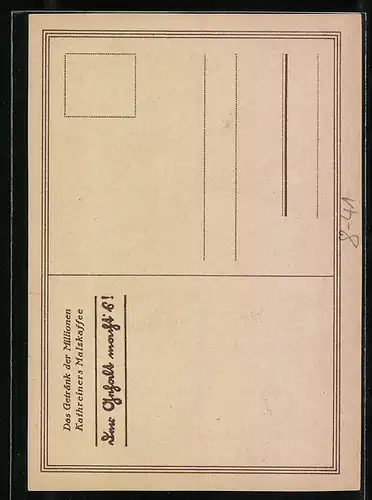 AK Junges Mädchen trinkt am liebsten Kathreiners Malzkaffee